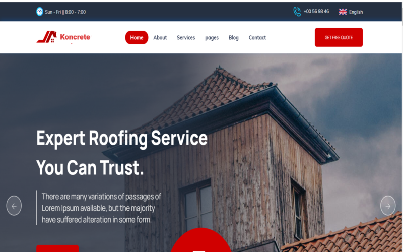 Koncrete - HTML-sjabloon voor renovatie en dakbedekking