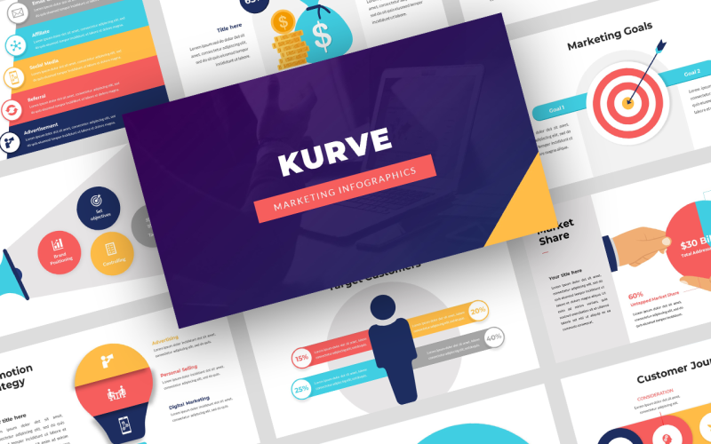 Kurve - Шаблон ключевой темы маркетинговой инфографики