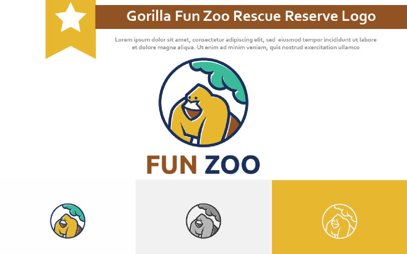 Logo de la réserve faunique de sauvetage dans la jungle des animaux du zoo amusant gorille