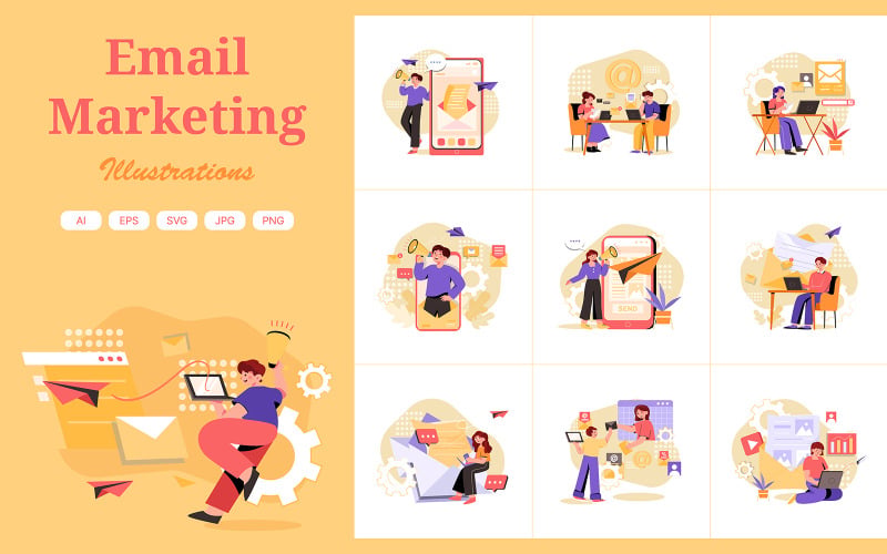 M337 - E-Mail-Marketing-Illustrationspaket