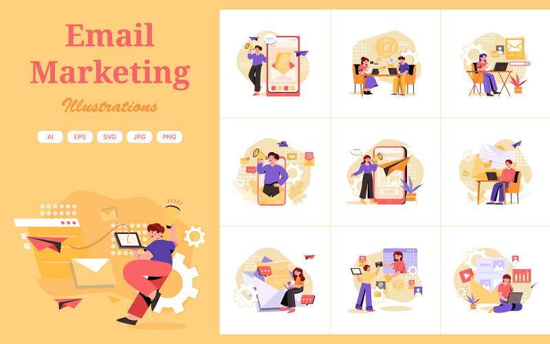 M337 - Pack d'illustrations de marketing par e-mail