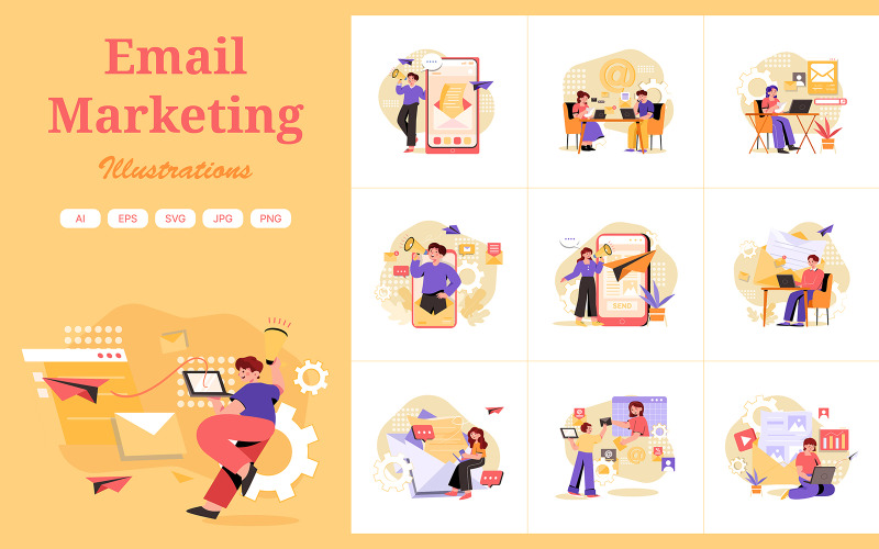 M337 - Paquete de ilustraciones de marketing por correo electrónico