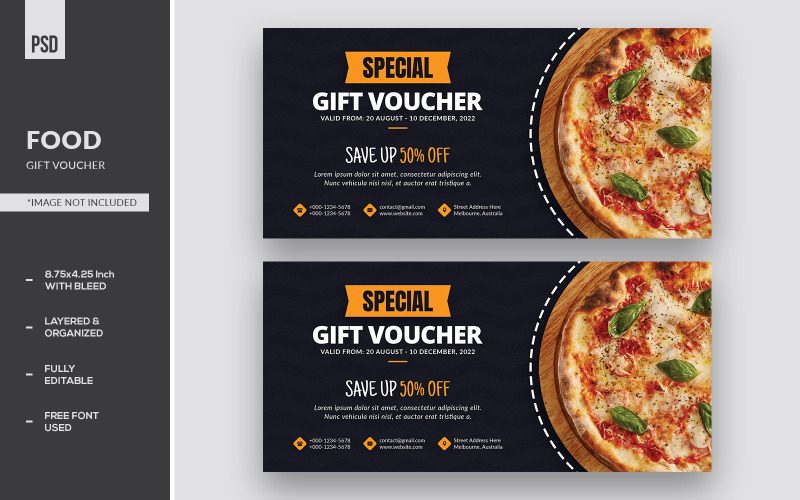 Mallar för presentkort för pizza