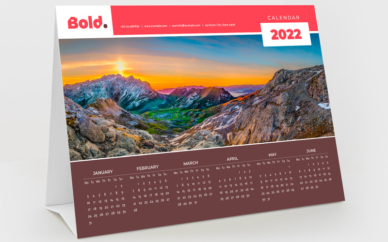 Calendário de mesa de tenda 2022. Pronto para impressão