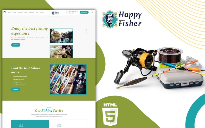 Happyfisher Fishing Vodní sport vstupní stránka šablony