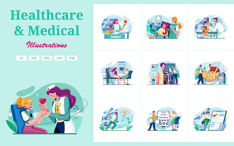M327 - Pack d'illustrations de soins de santé