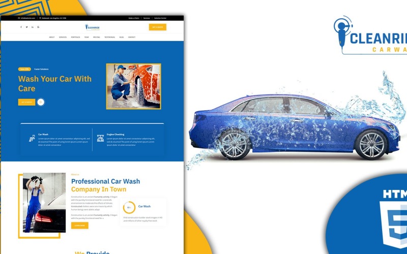Modelo de site da página de destino dos serviços de lavagem de carros Cleanride
