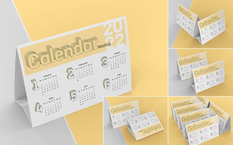 Tafeltent Kalender Mockup Set 5 in 1