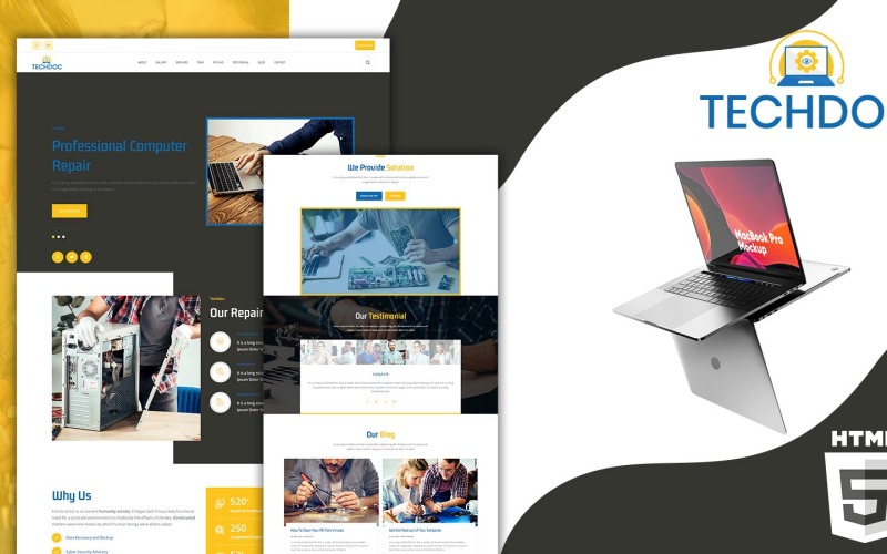 Techdoc Computer und Elektronik Reparatur Landing Page Website-Vorlage
