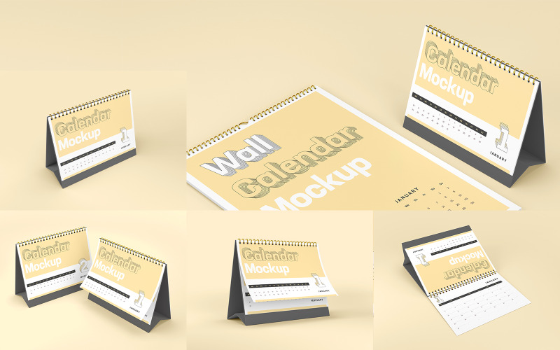 Tischkalender Mockup Set 5 in 1