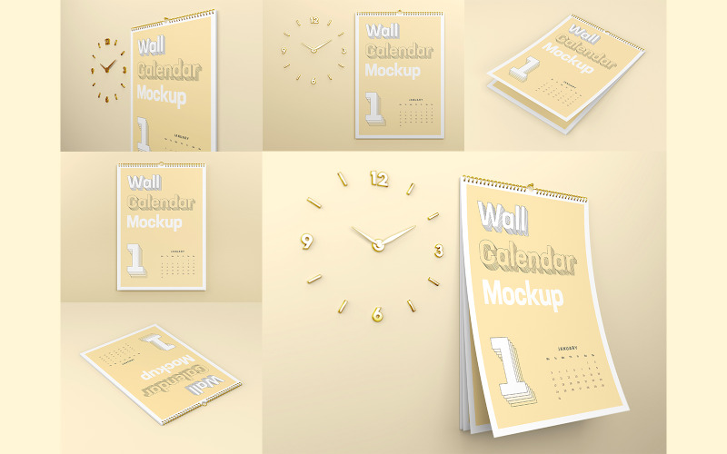 Wandkalender Mockup Set 6 in 1