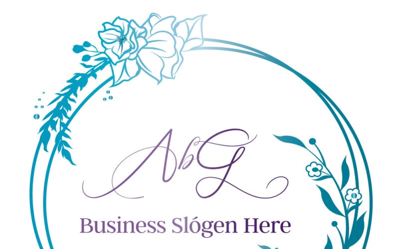 Logo ABG (lettere calligrafia, floreale. cerchio).