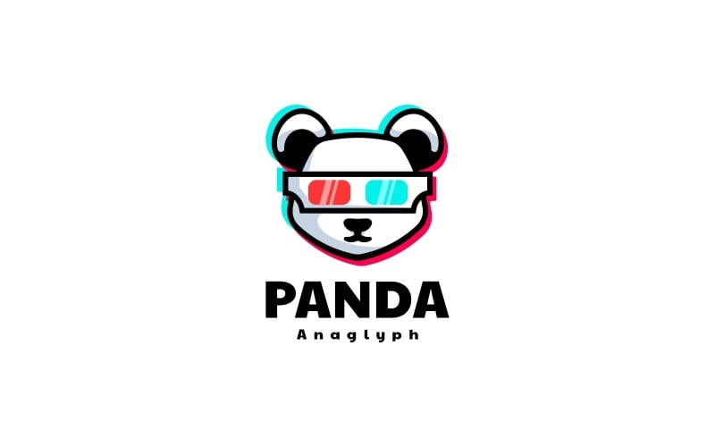Панда Анаглиф Простой логотип талисмана