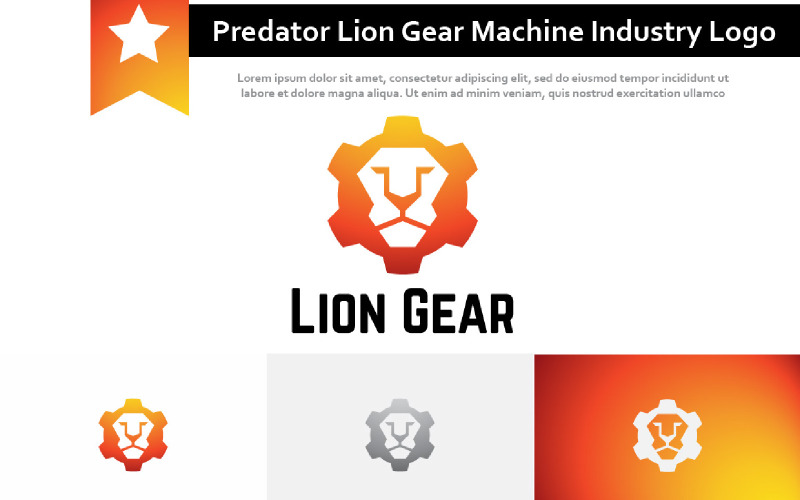 Strong Machine Logos Predator Lion Gear Strong Machine Industry Logo