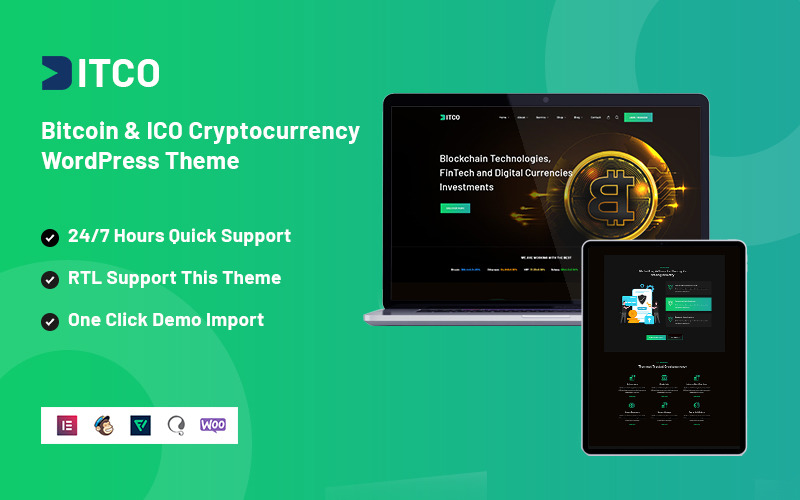 Bitco – Bitcoin és ICO kriptovalutára reagáló WordPress téma