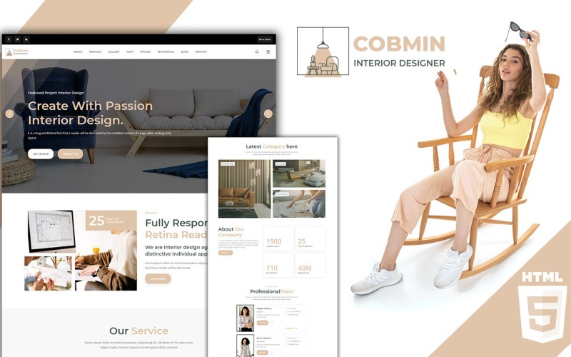 Cobmin Architecture pro šablonu vstupní stránky interiérového designéra