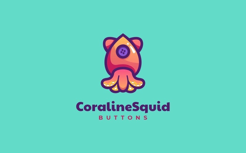 Coraline 鱿鱼渐变吉祥物标志