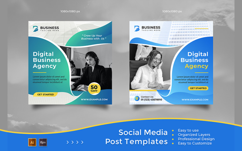 Digital Business Agency - Square Social Media Post And Banner Templates