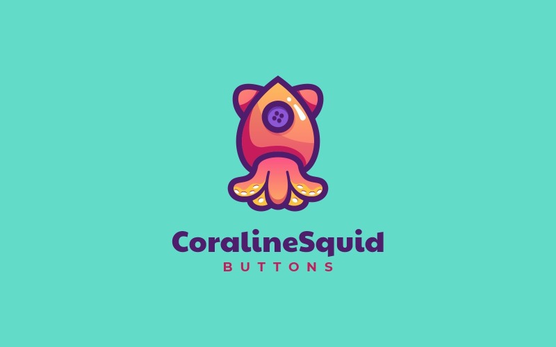 Logo de mascotte dégradé Coraline Squid