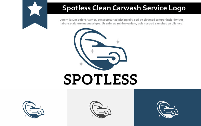 Logotipo de servicio de motor automático de lavado de autos limpio impecable