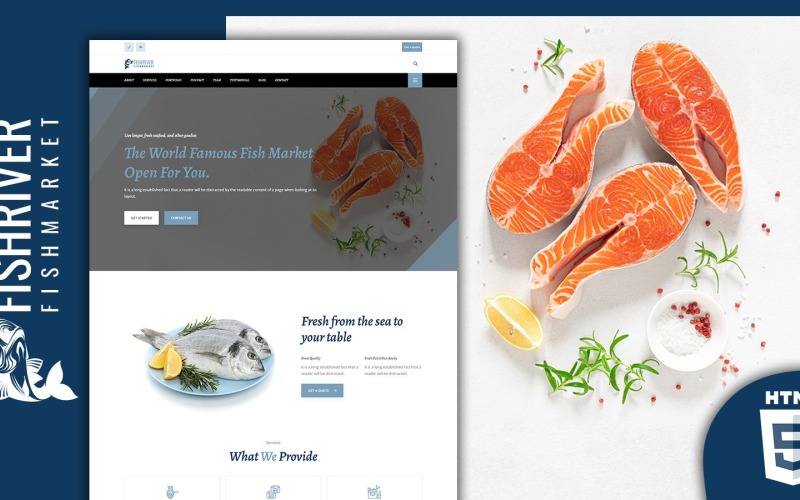Шаблон целевой страницы Fishriver Fish and Seafood Market