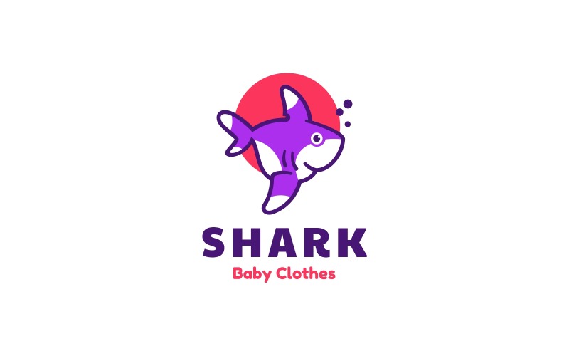 鲨鱼简单吉祥物标志样式