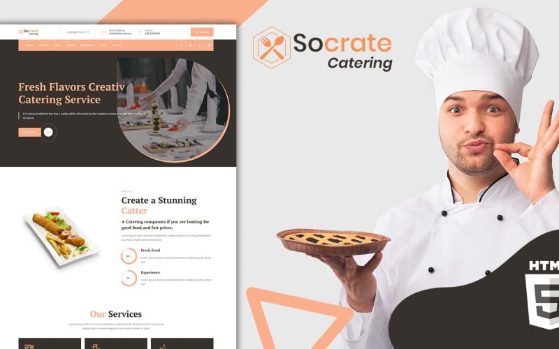 Socrate Food Restaurant Catering Landing Page Template