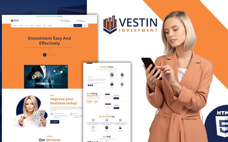 Vestin Investor svájci kés nyitóoldalsablonja