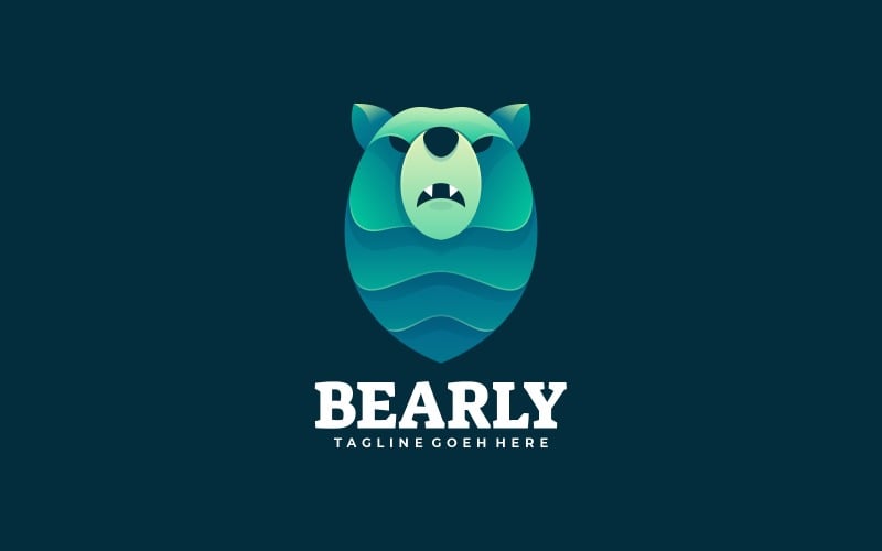 Bear Head Gradiënt Logo Stijl