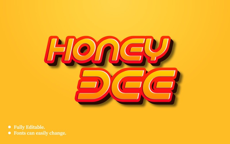 Modèle d'effet de texte 3D Honey Bee