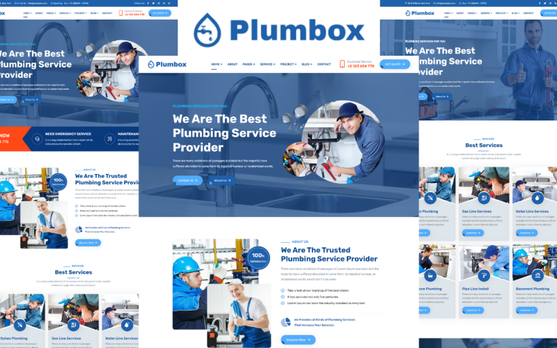 Plumbox - VVS-tjänster HTML5-mall