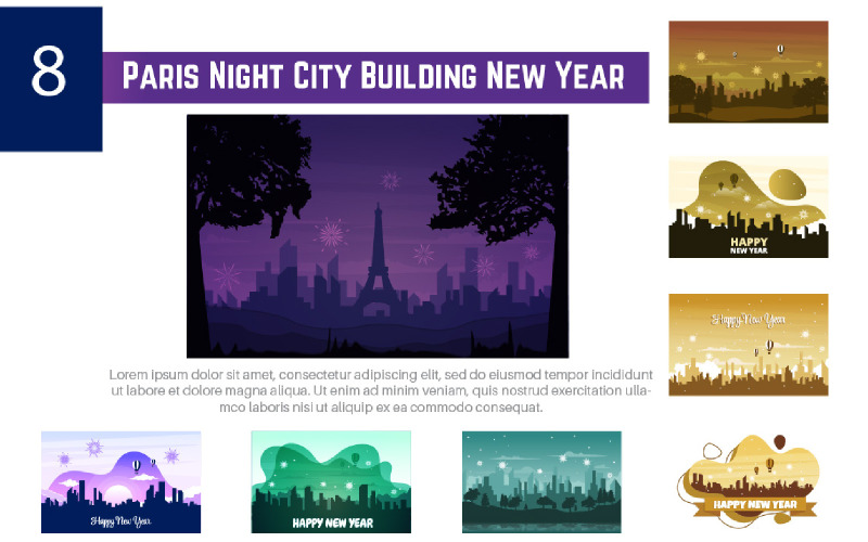 8 Paris Night City Building Nieuwjaar