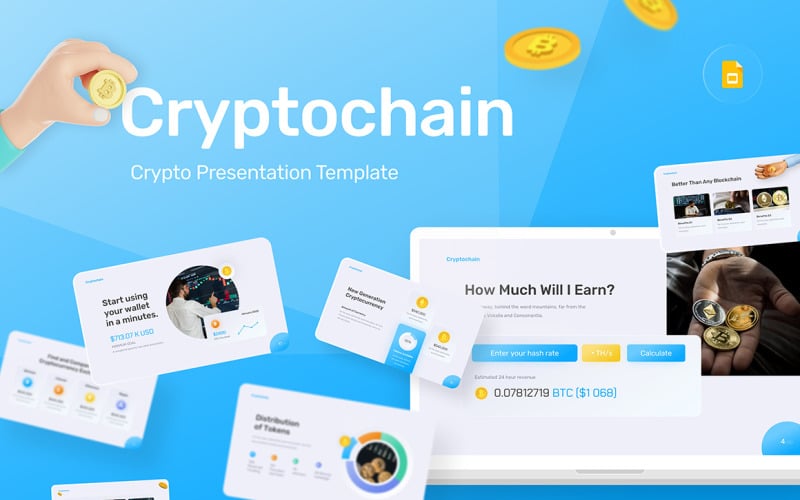 Plantilla de diapositivas de Google para Cryptochain Professional