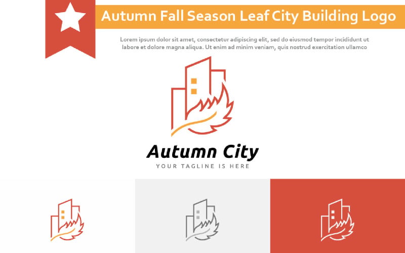 Autumn Fall Season Leaf City Building Real Estate Line Logo