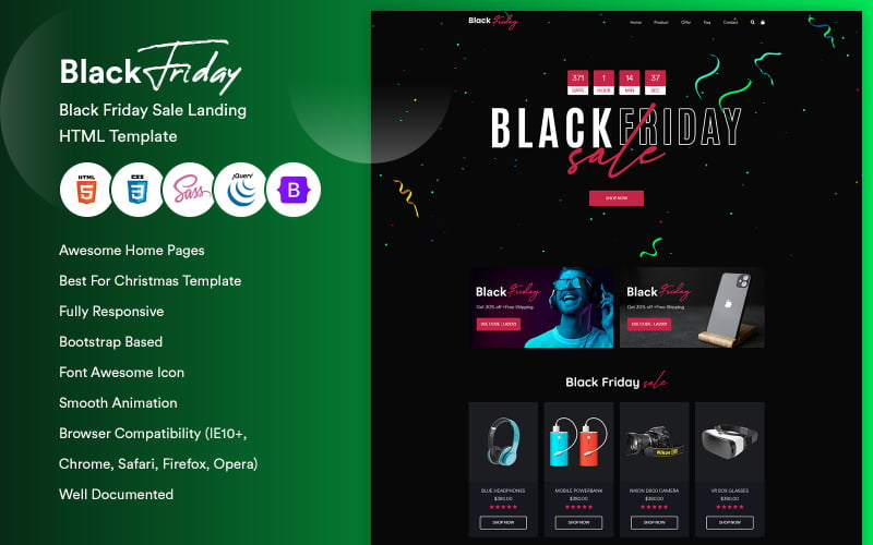 Black Friday - modelo HTML de destino de venda