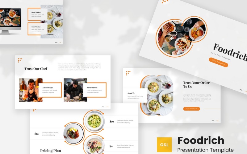 Foodrich — Google-Präsentationsvorlage für Lebensmittel