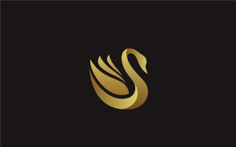 Plantilla de diseño de logotipo vectorial de cisne dorado
