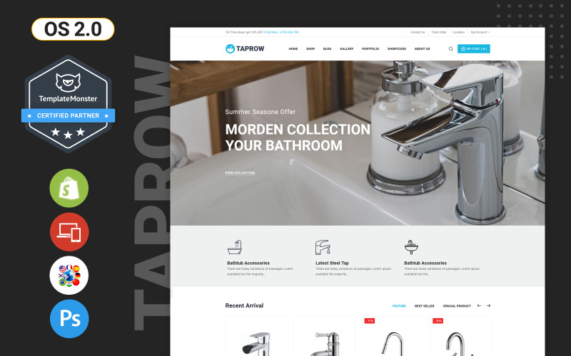 Taprow - Tema de Shopify para plomería, baño y sanitarios