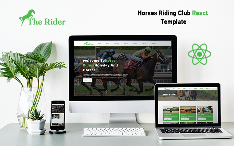 TheRider- Horses Riding Club React Modello di sito web