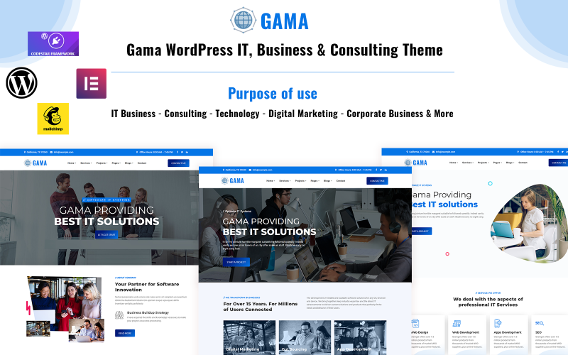 Gama - IT, Business and Consulting WordPress Elementor Theme