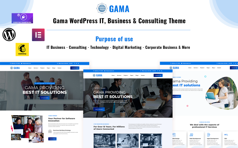 Gama – IT, üzleti és tanácsadás WordPress Elementor téma