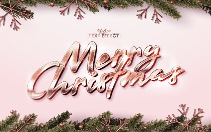 God Jul - Rose Gold färg redigerbar texteffekt, teckensnitt, grafik illustration