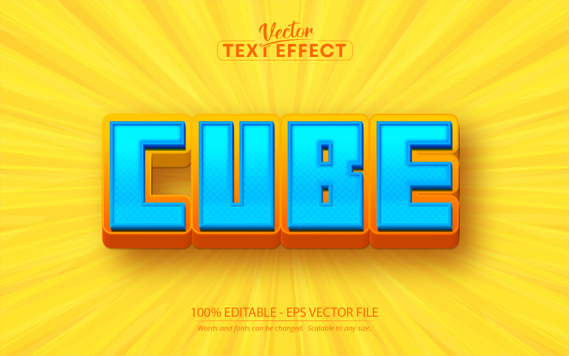 Kub - redigerbar texteffekt, teckensnittsstil, grafikillustration