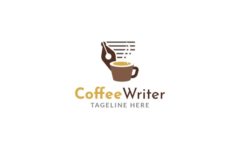 Modèle de conception de logo d'écrivain de café