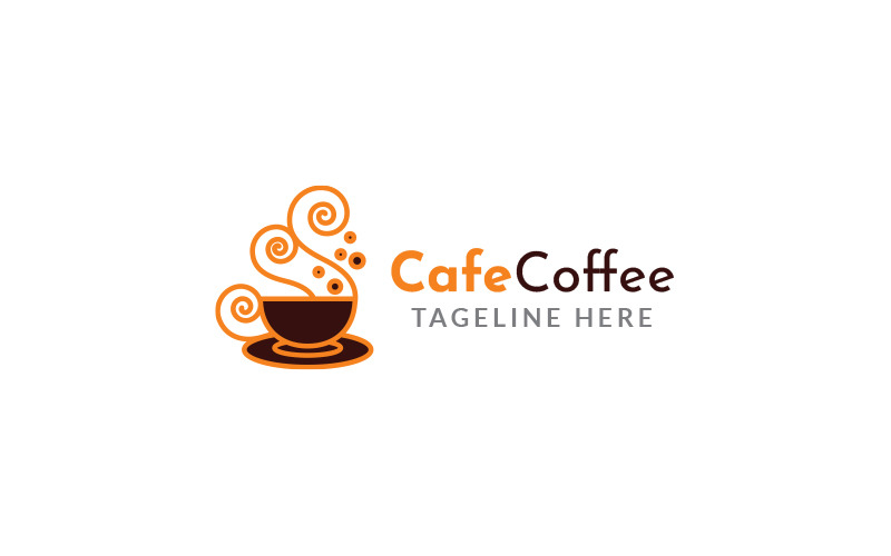 Modèle de conception de logo de café café