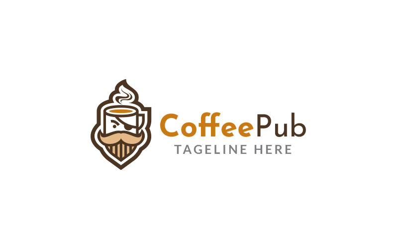 Modèle de conception de logo de pub de café