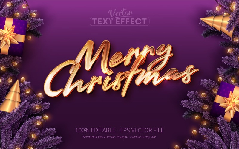 Boldog karácsonyt - Luxus arany stílusú szerkeszthető szövegeffektus, betűstílus, grafikus illusztráció