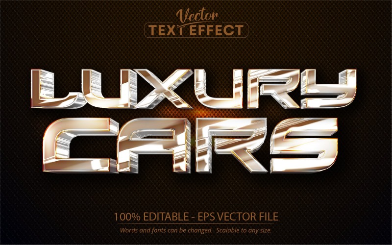 Carros de luxo - efeito de texto editável estilo prata, estilo de fonte, ilustração gráfica