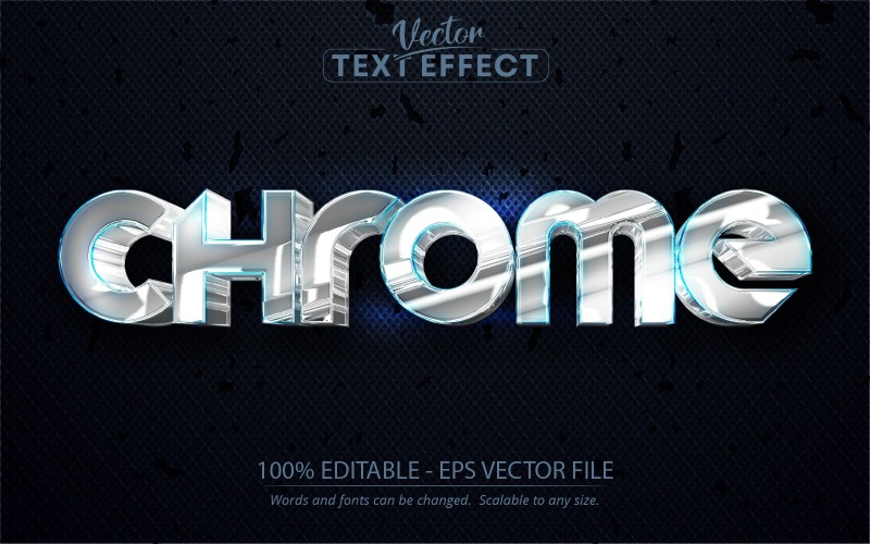 Chrome - редактируемый текстовый эффект, стиль шрифта, графическая иллюстрация