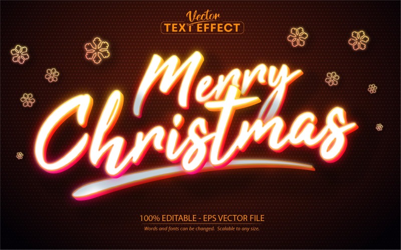 Feliz Navidad - Efecto de texto editable estilo neón, estilo de fuente, ilustración gráfica